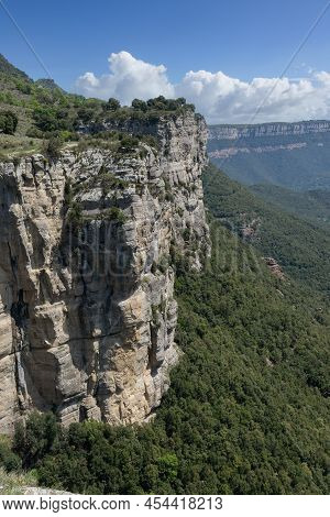 Cliffs Of Salt De Sallent In The Medieval Rupit And Pruit. Catalonia. Spain