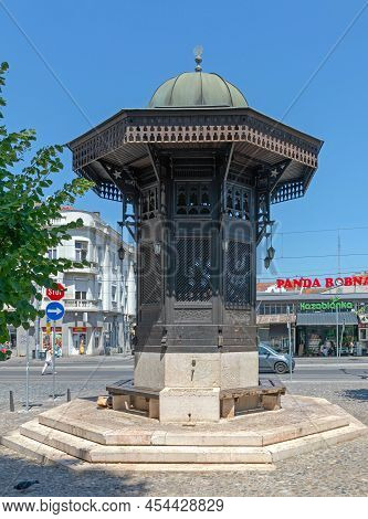 Belgrade, Serbia - July 08, 2021: Turkish Sebilj Drinking Fountain At Skadarlija Street At Hot Summe