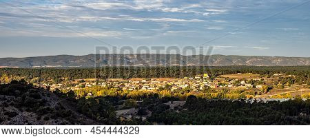 Sunset Landscape View With A Grassland With Stones In The Dehesa Boyal In Collado Villalba, Serrania