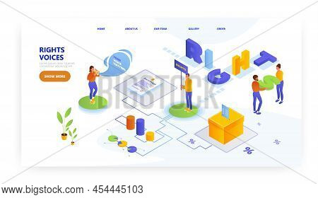 Right Voices, Landing Page Design, Website Banner Vector Template. Your Voice Matters. Petition, Ele