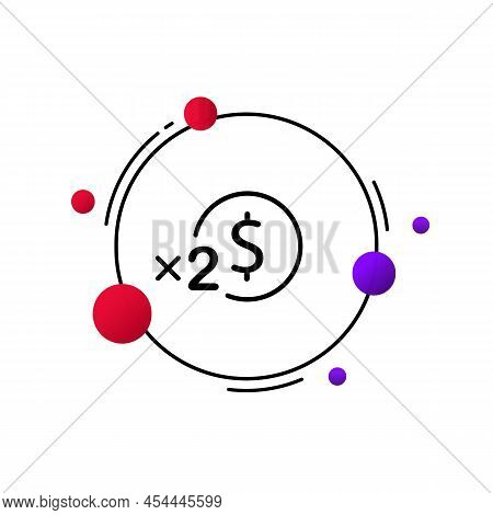 Dollar Line Icon. Doubling Your Income. Profit, Career, Salary. Money Concept. Line Icon Style. Vect