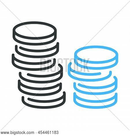 Icon Of Stack Of Coins. Editable Bold Outline With Color Fill Design. Vector Illustration.
