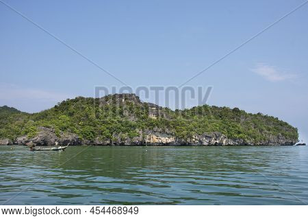 Limestone Mountain Island In Sea Ocean For Thai People Travelers Travel Visit Local Trip Tour Prasat