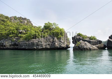 Limestone Mountain Island In Sea Ocean For Thai People Travelers Travel Visit Local Trip Tour Prasat