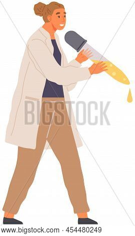 Scientist Makes Laboratory Analysis With Reagents And Catalysts. Idea Of Education, Chemistry, Scien