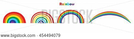 Rainbow On White Background. Rainbow Color. Pastel Color Sky. Vector Illustration. Stock Image.