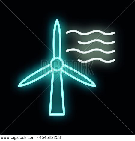 Eco Friendly Alternative Energy Source And Waste Recycling Icon, Concept Green Eco Earth Glow Neon F