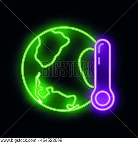 Eco Friendly Alternative Energy Source And Waste Recycling Icon, Concept Green Eco Earth Glow Neon F