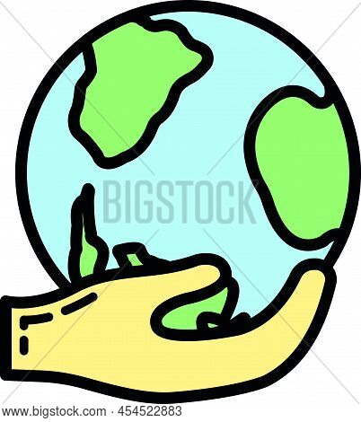 Eco Friendly Alternative Energy Source And Waste Recycling Icon, Concept Green Eco Earth Cartoon Sim