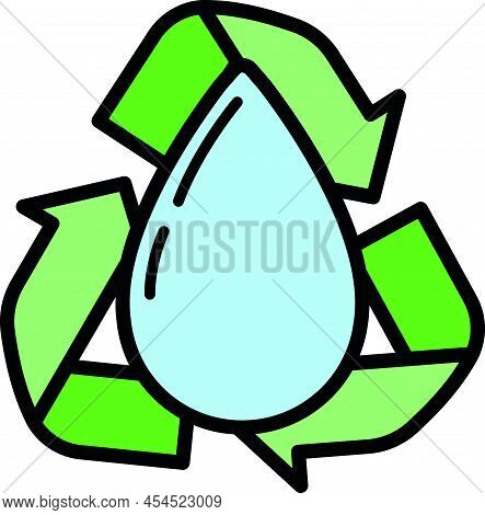 Eco Friendly Alternative Energy Source And Waste Recycling Icon, Concept Green Eco Earth Cartoon Sim