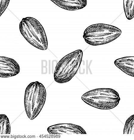 Seamless Pattern With Black And White Almond Stock Illustration