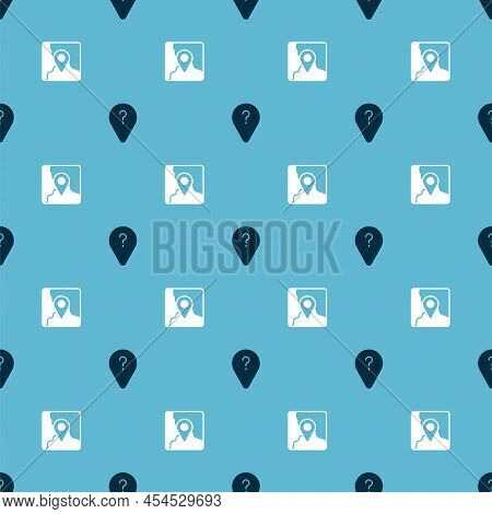Set Unknown Route Point And Folded Map With Location Marker On Seamless Pattern. Vector