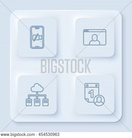 Set Line Video Camera Off On Mobile, Chat Conference, Online Working And Time Management. White Squa
