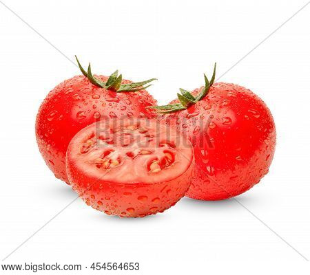 Fresh Tomatoes Isolsted On White Background.food For Health.