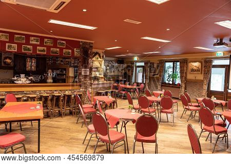 Valkenburg, Limburg, The Netherlands - 04 05 2022 - Traditional Wooden Interior Design Of The Cafe A