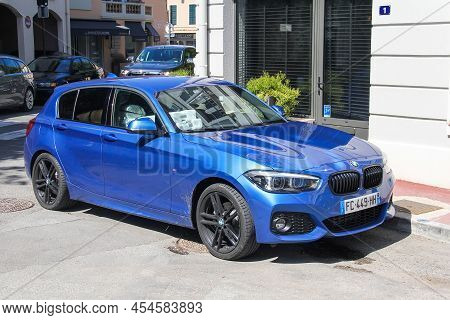Saint Tropez, France - September 11, 2019: Compact Hatchback Bmw 1-series (f20) In A City Street.