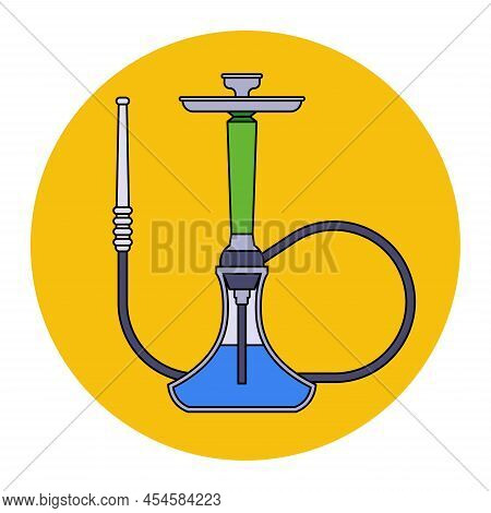 Turkish Hookah For Relaxing In A Nightclub. Flat Vector Illustration.