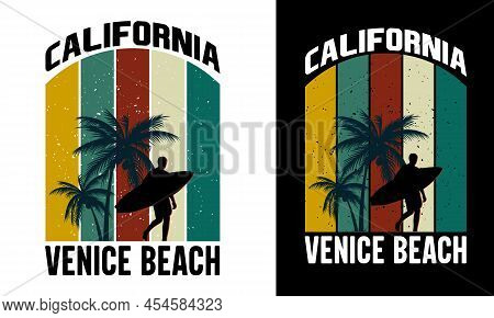 California Venice Beach Vintage Color T-shirt Design