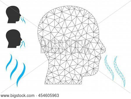 Web Mesh Nose Smell Vector Icon, And Additional Icons. Flat 2d Carcass Created From Nose Smell Picto