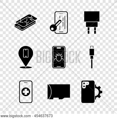 Set Mobile With Broken Screen, Glass Protector, Charger, Phone Repair Service, Micro Sd Memory Card,