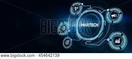 Martech Marketing Technology Concept On Virtual Screen Interface. Business, Technology, Internet And