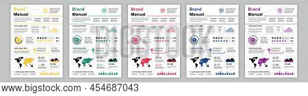 Din A3 Business Brand Manual Templates Set. Company Identity Brochure Page With Science Infographic.