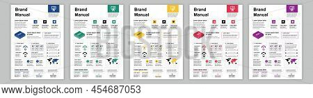 Din A3 Business Brand Manual Templates Set. Company Identity Brochure Page With Infographic For Pres