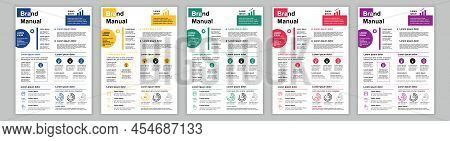 Din A3 Business Brand Manual Templates Set. Company Identity Brochure Page With Financial Data. Bann