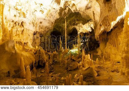 Beautiful View Of The Frasassi Caves, Grotte Di Frasassi, A Huge Karst Cave System In Italy.