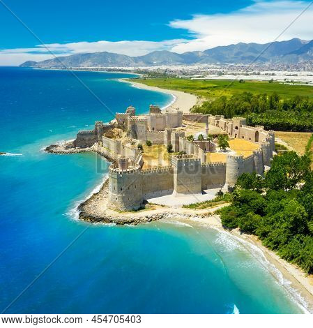 Panoramic View Of The Mamure Castle In Anamur Town, Turkey