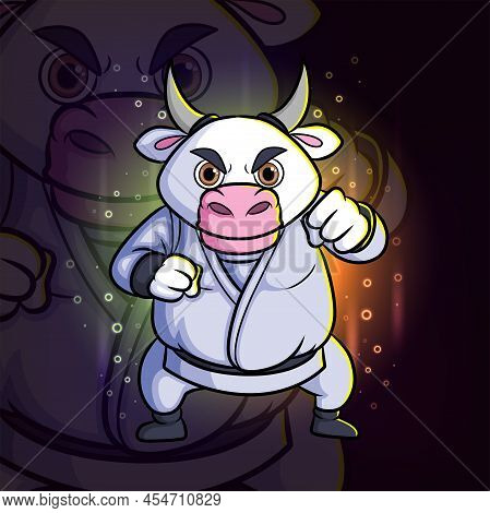 The Sumo Buffalo With The Strong Punch Esport Mascot Design Logo Of Illustration
