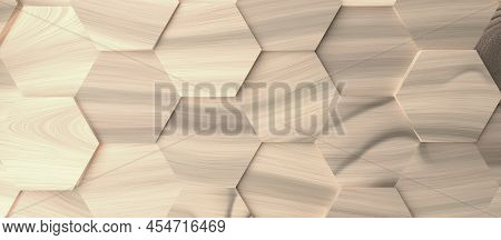 Abstract Modern Wooden Honeycomb Background, 3d Rendering
