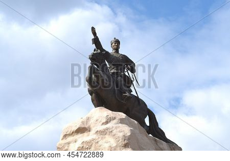 Ulaanbaatar, Mongolia - May 11, 2022: Statue Of Damdin Sukhbaatar