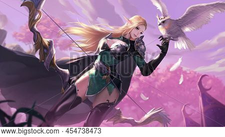 Fantasy Warrior Girl Landscape Digital Art 3d Illustration