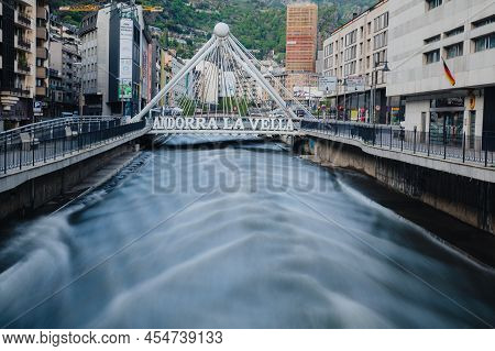 Andorra La Vella, Andorra. 2022 May 18 . Pont De Paris In The Background And The Work Of Salvador Da