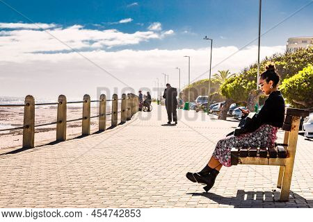 View Of Sea Point Promenade On The Atlantic Seaboard Of Cape Town South Africa.