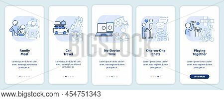 Quality Time Together Light Blue Onboarding Mobile App Screen. Walkthrough 5 Steps Graphic Instructi