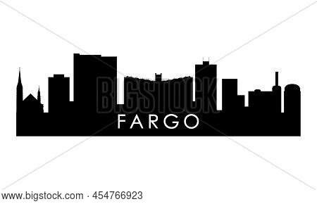 Fargo Skyline Silhouette. Black Fargo City Design Isolated On White Background.