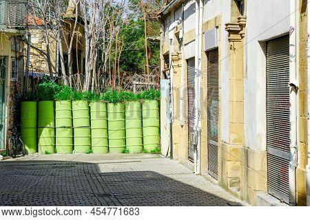 Buffer Zone Between Greek And Turkish Parts Of The Divided City, Nicosia Or Lefkosia, Cyprus