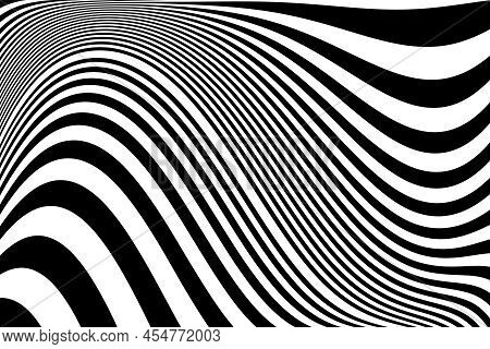 Abstract Wavy Lines Texture With Twisting Movement Effect. Vector Art.