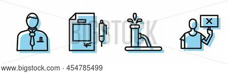 Set Line Oil Pump Or Pump Jack, Businessman Or Stock Market Trader, Contract Money And Pen And Natur