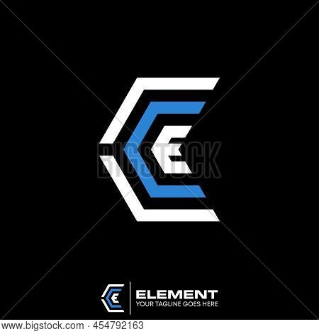 Letter Or Word Cce Font In Line Half Hexagon Image Graphic Icon Logo Design Abstract Concept Vector 