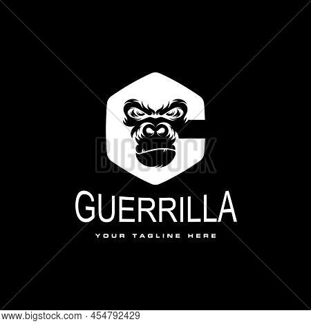 Gorilla Head In Angry Expression With In Hexagon Like Letter G Or C Font Image Graphic Icon Logo Des