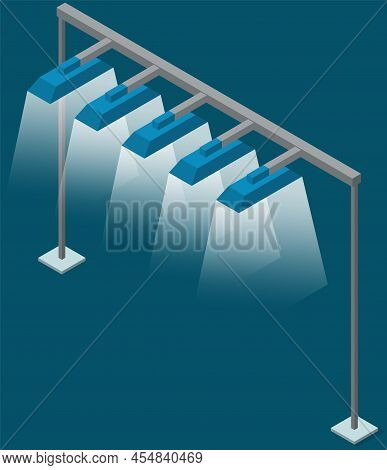 Flat Softboxes For Shooting Lighting. Softboxes And Spotlight For Filming In Studio. Professional Eq