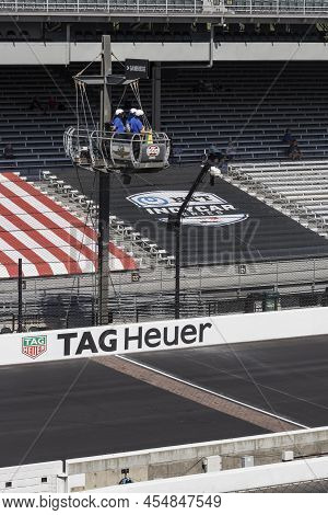 Indianapolis - Circa May 2022: The Yard Of Bricks, Start Finish Line, And Flag Stand At Indianapolis