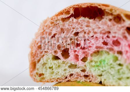 Rainbow Long John Buns Bread With Copy Space For Text