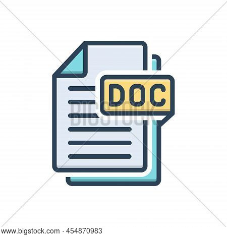 Color Illustration Icon For Doc Document File Folder Paper Fileformat