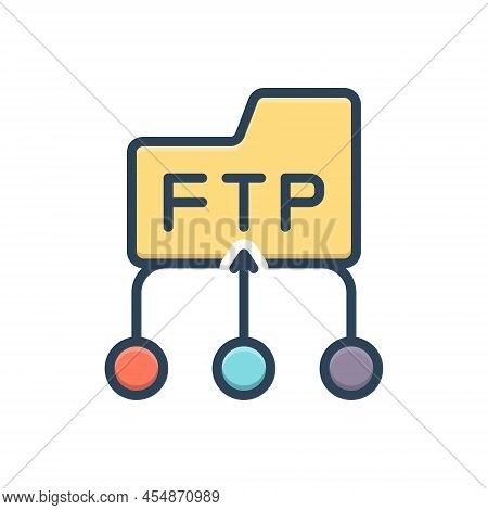 Color Illustration Icon For Ftp Protocol Communication Connection Folder Database Server
