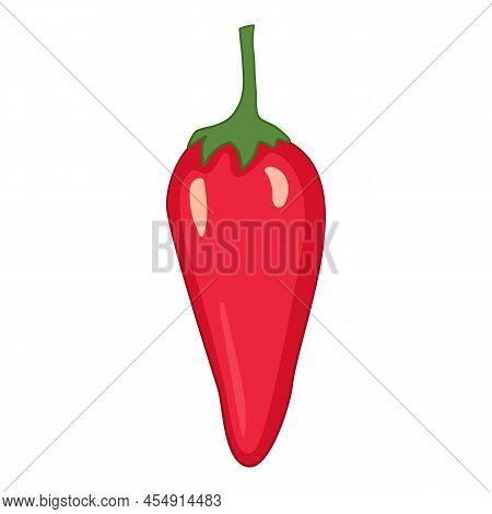 Eco Pepper Icon Outline, Hand Drawn Vector. Red Cartoon. Paprika