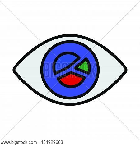 Eye With Market Chart Inside Pupil Icon. Editable Bold Outline With Color Fill Design. Vector Illust